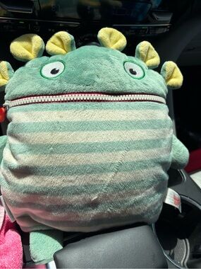 Worry Eaters Green Schnulli Monster Plush 9” Zipper Mouth Gerhard Hahn Toy